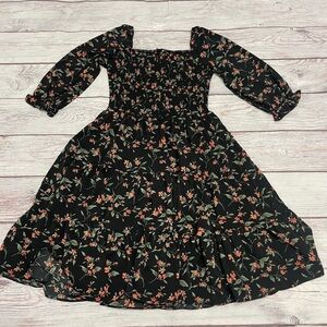 Baltic Born Marta Smocked Midi Dress Black Floral
